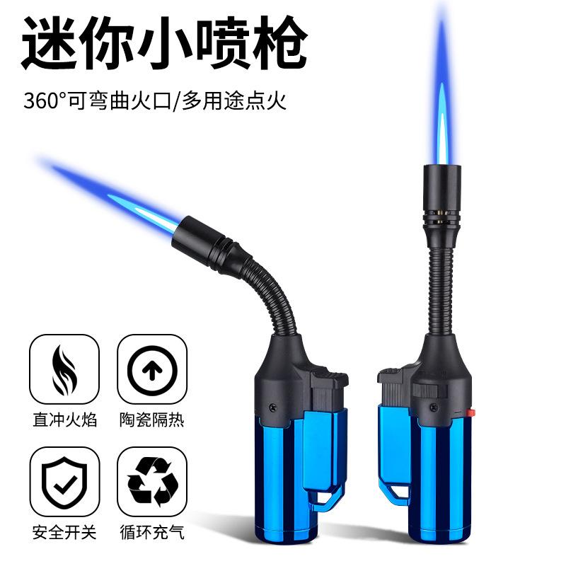 flexible lighter windproof straight punch creative hose lighter household igniter small welding torches points moxibustion mosquito-repellent incense