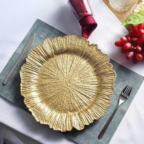 foreign trade charger plate plastic plate european and american wedding hotel party irregular gold spray paint plate