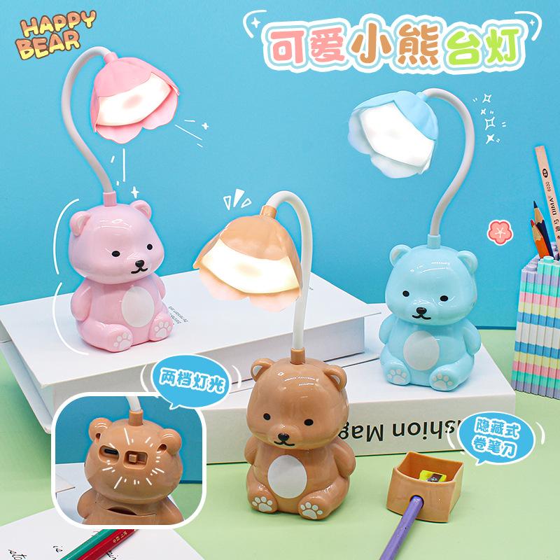 portable rechargeable led desk lamp + cartoon usb rechargeable desktop outdoor student learning table lamp