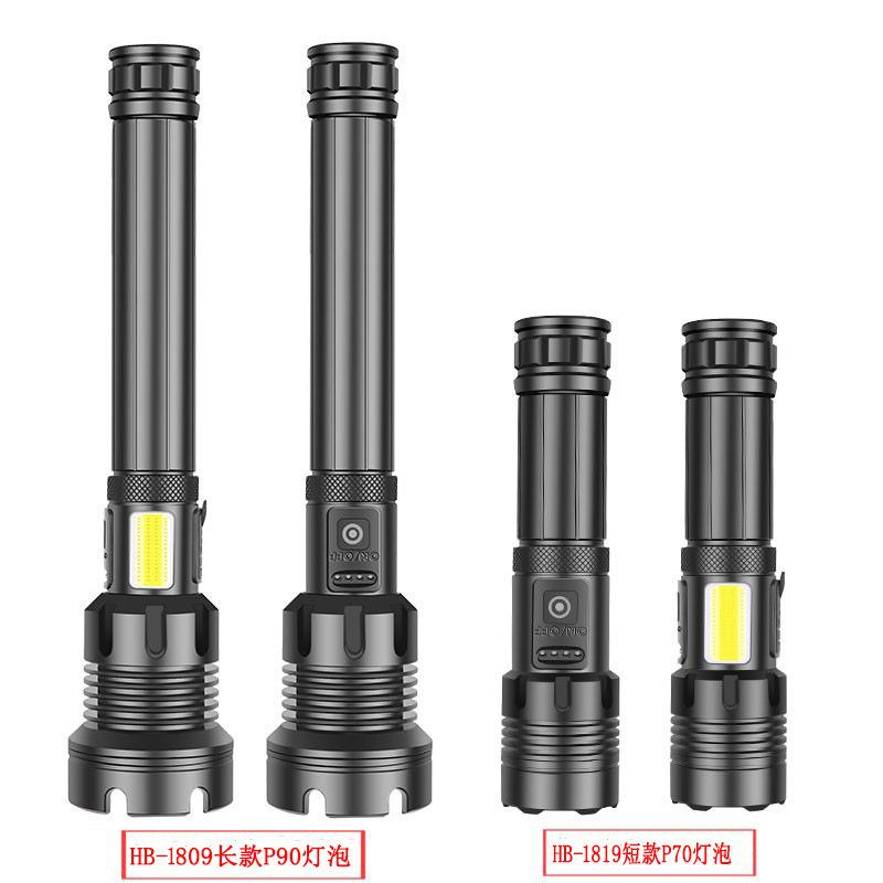 Cross-Border Xhp70 + Cob Red White Light Power Torch Zoom P70 Flashlight USB Rechargeable Flashlight