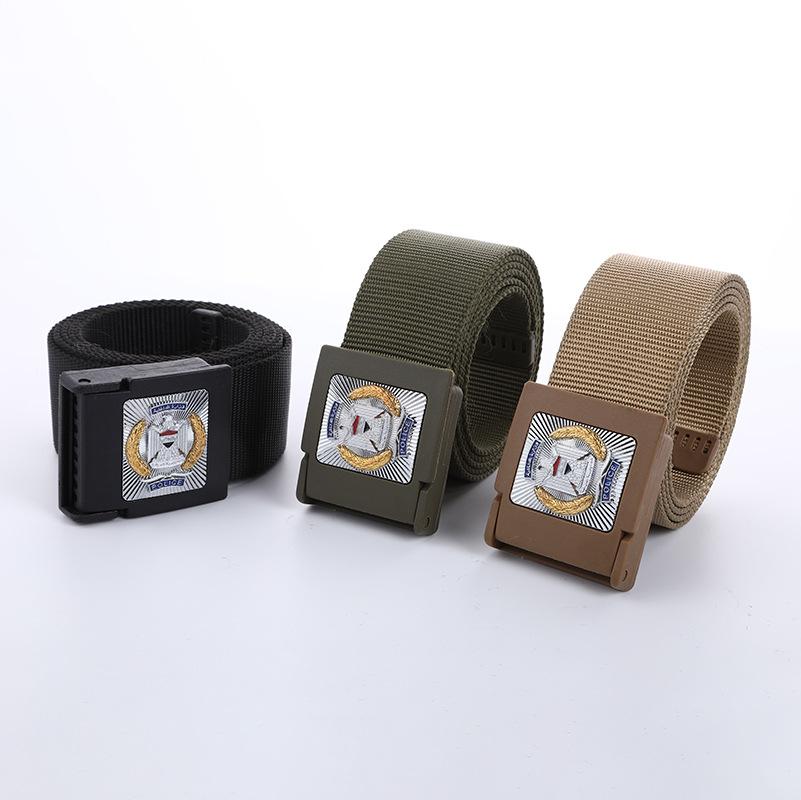 New Golden M Badge Plastic Pressing Buckle Imitation Nylon Tank Belt Outdoor Leisure Tactical Attendance Security Pants Belt