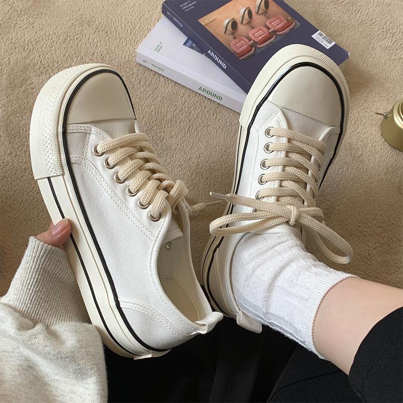 evenstar square toe low top canvas shoes women mango head thick bottom ugly cute big head shoes retro casual sneakers