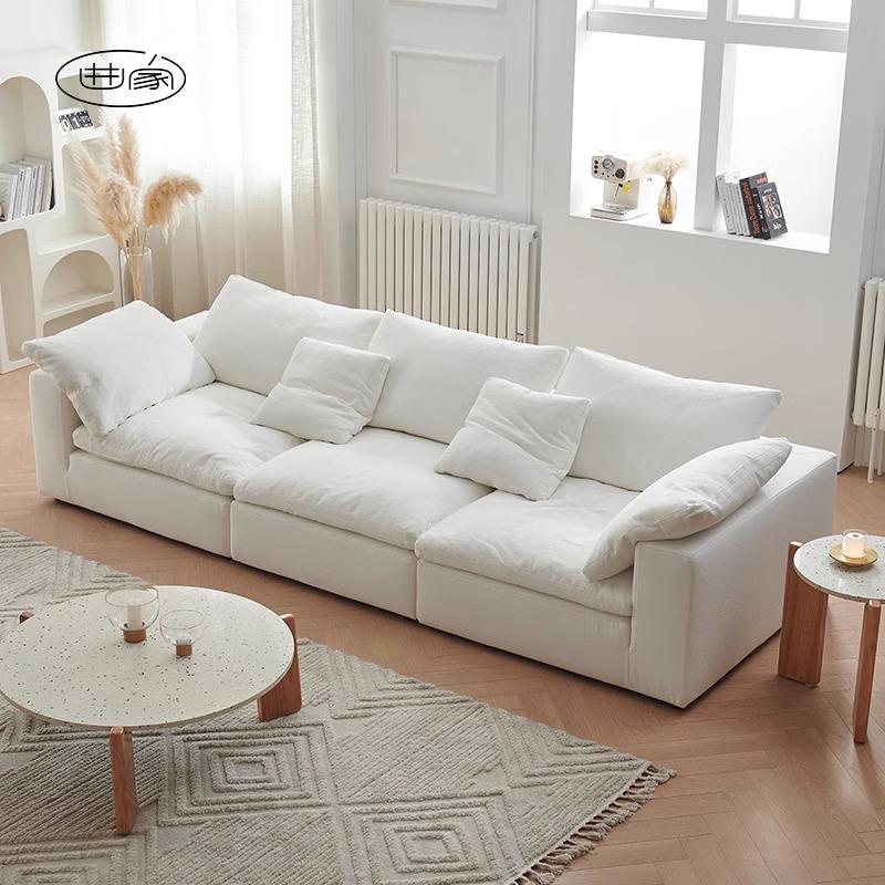 foshan furniture cream fengyunduo sofa modern minimalist living room furniture small apartment technology fabric lazy sofa details Picture