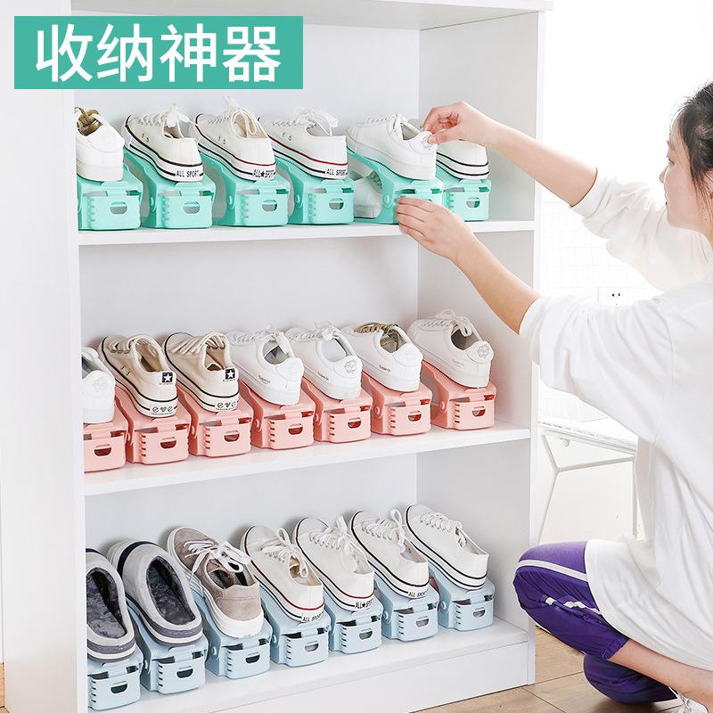 Second Generation Adjustable Shoe Rack Simple Creative DIY Assembled Shoes Storage Rack Double Layer Plastic Shoe Cabinet Organizing Rack