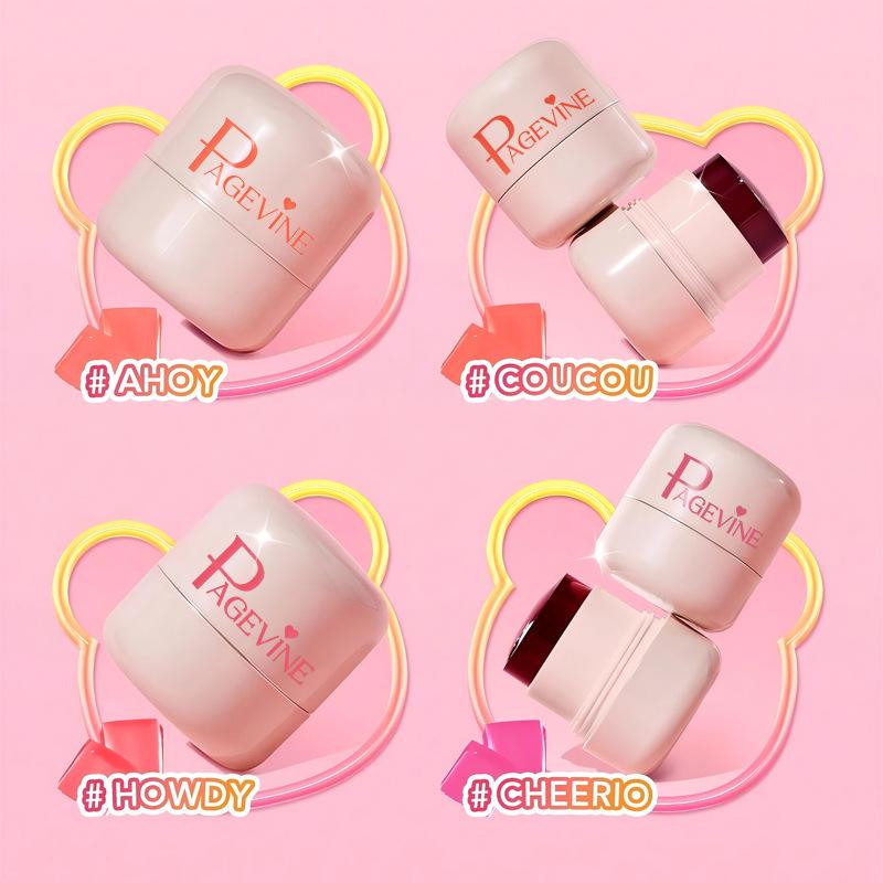 exclusive for cross-border page vine lipstick blush lip cheek dual-use four-color transparent waterproof pocket jelly blush stick
