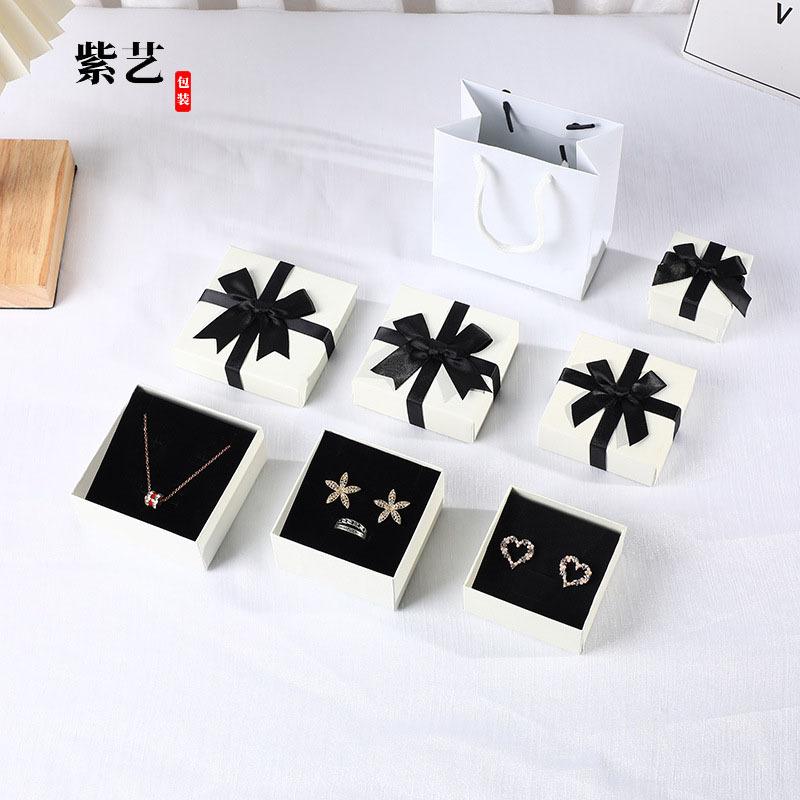 jewelry box in stock wholesale classic bow solid color jewelry box earrings necklace accessories jewellery packing box
