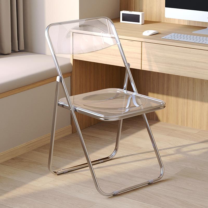 transparent makeup chair acrylic internet celebrity ins style stool backrest simple home dining chair clothing store folding chair