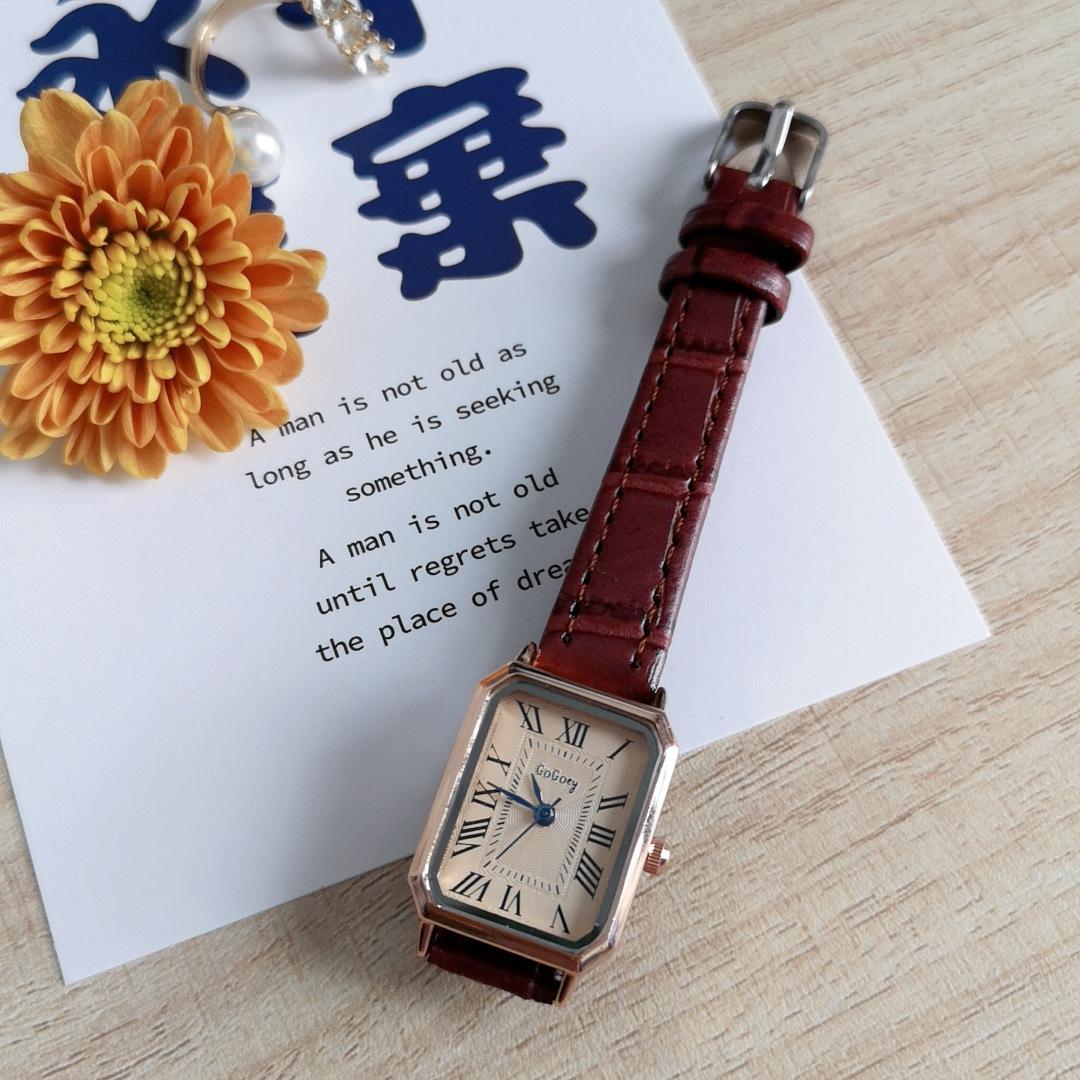 new women's watch elegance retro roman blue needle scale design simple fashion square wrist watch quartz watch