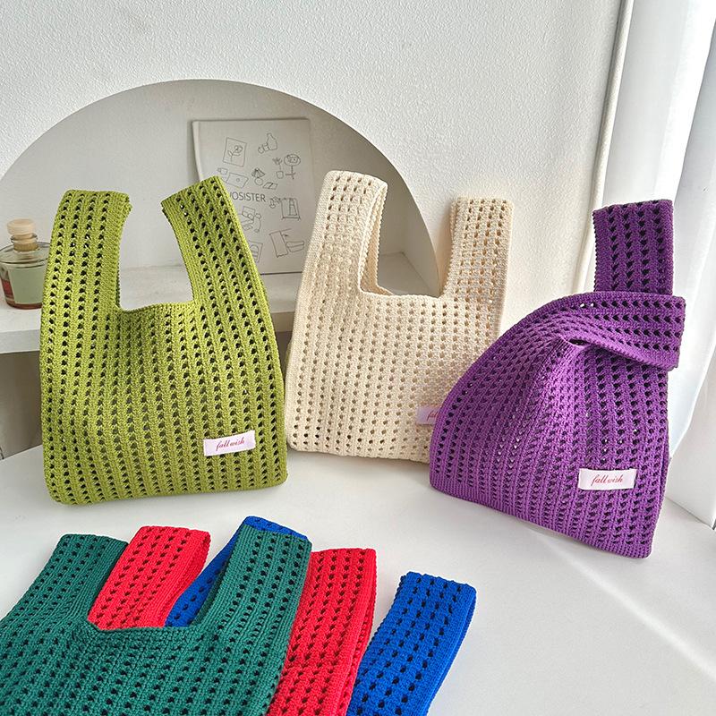 vest bag vest bag trend knitting hollow mesh shoulder handbag hand bag versatile large capacity wrist bag