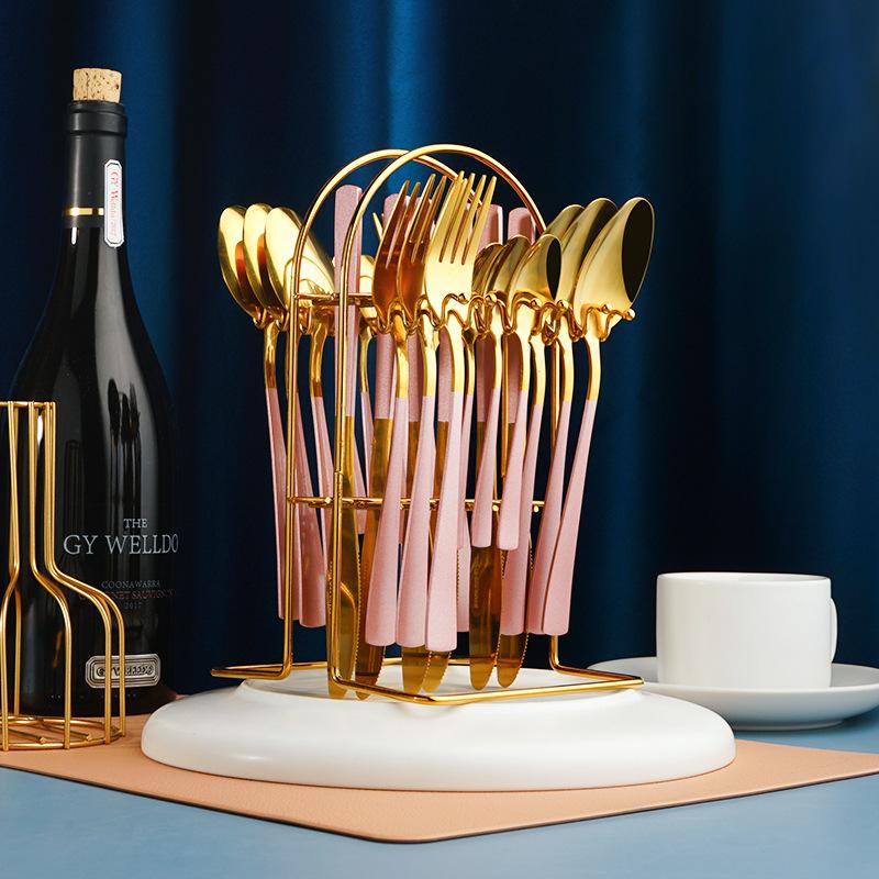amazon hot cross-border internet celebrity products 24-piece stainless steel western tableware steak knife and fork spoon gift suit Item Picture