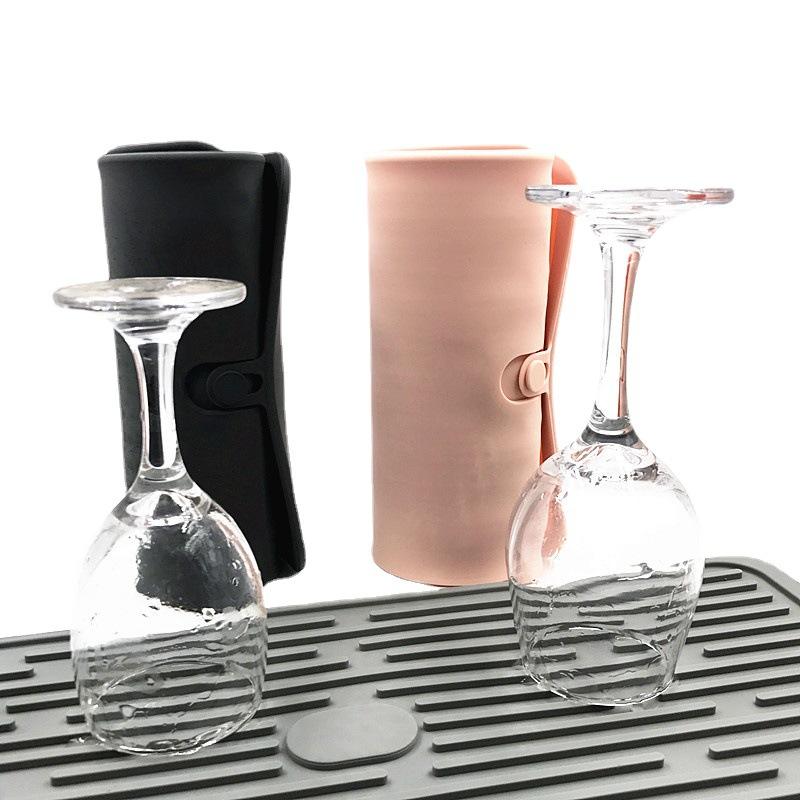 silicone drain mat foldable multifunctional kitchen wine glass tableware draining mat heat insulation pot mat non-slip placemat