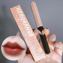 herorange lip gloss velvet lipstick matte soft mist color rendering long lasting no stain on cup small thin tube lipstick makeup