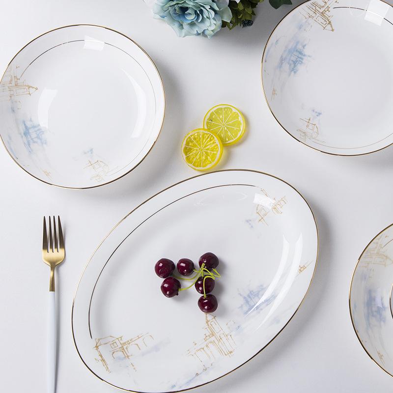 tableware suit wholesale jingdezhen tableware 60 head palace home bone china european style tableware bowl dish suit printing Application Scenario