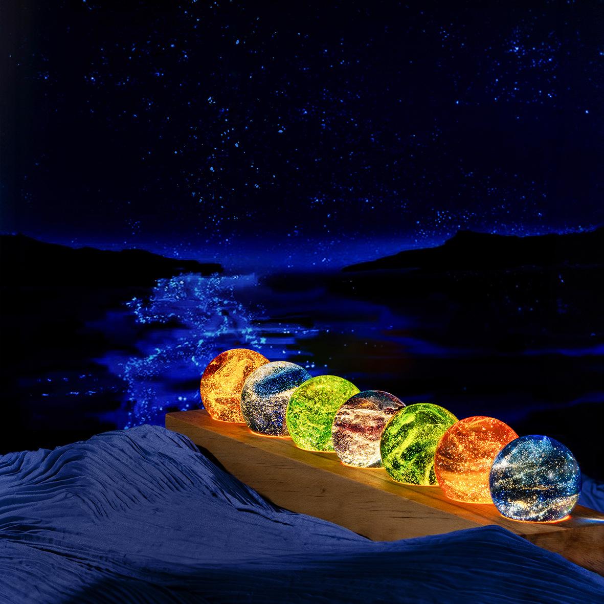colored glaze crystal ball decoration table decoration small night lamp creative gifts gifts starry sky seven star lucky photo 4cm