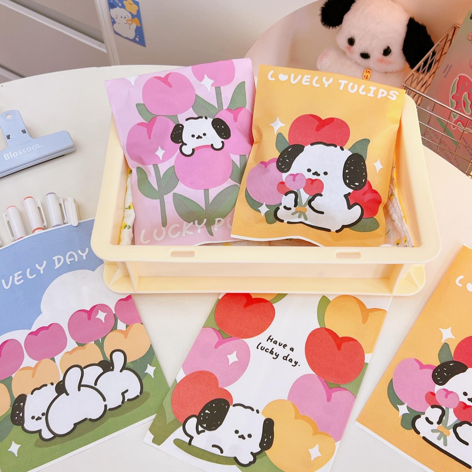 cute cartoon jelly dog paper storage mini paper bag tulip dog packaging bag decoration gift bag cute