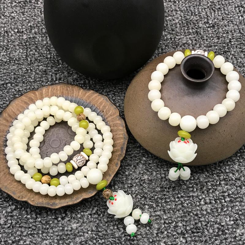 bodhi root bracelet wholesale white jade bodhi lotus 108 beads rosary bodhi bracelet scenic spot jewelry