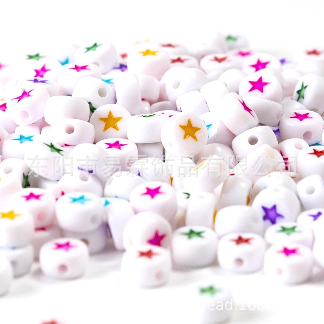 XINGX Beads Five-Pointed Star Color Beaded Loose Beads Bracelet Jewelry Accessories Straight Hole Beads Material Acrylic