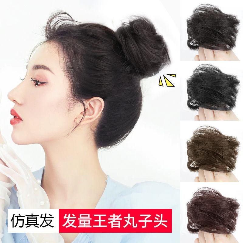 bun straight hair ring hair rope artificial hair silk chemical fiber hair ring wig headdress flower bungee elastic artificial hair wig