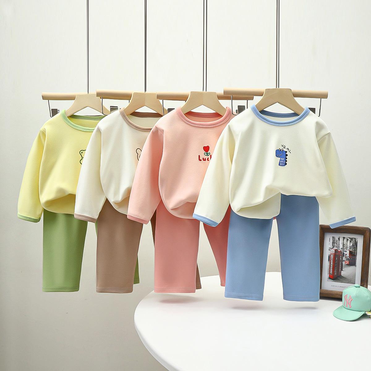 Children's Underwear Suit Autumn New School Uniform Boys Dralon Clothes Girls Warm Loungewear Children's Clothing Wholesale