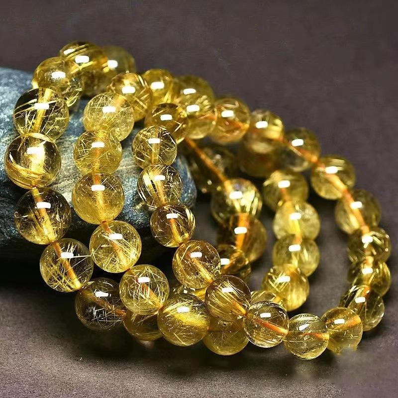 crystal bracelet women's gold titanium crystal bracelet men's yellow hair crystal citrine jewelry couple gift