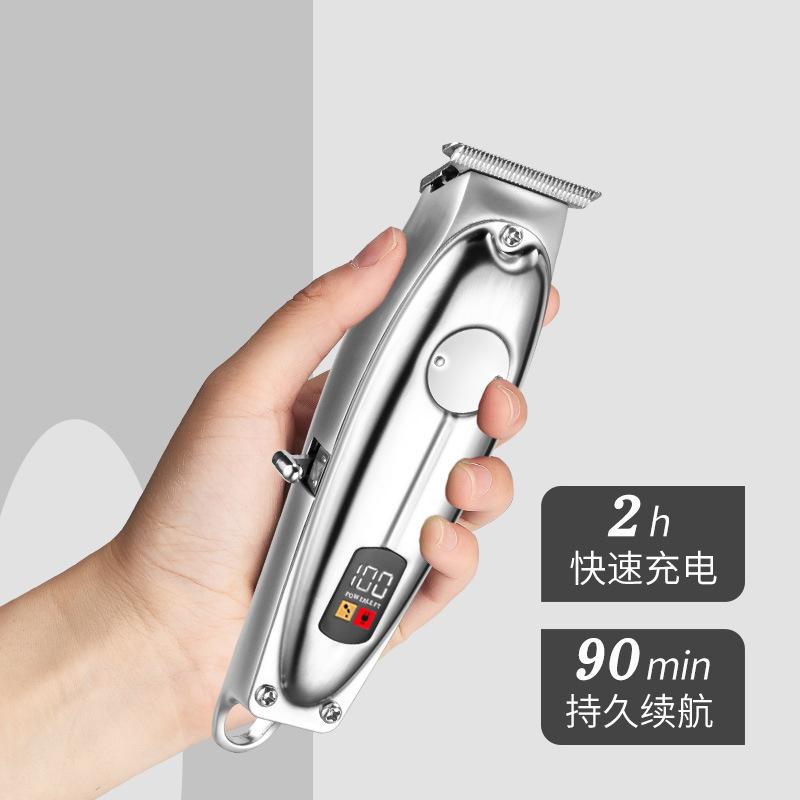 Cross-Border Wholesale Electric Hair Clipper Household Haircut Clippers Metal Electric Clipper High-Power Haircut Push White Electrical Hair Cutter