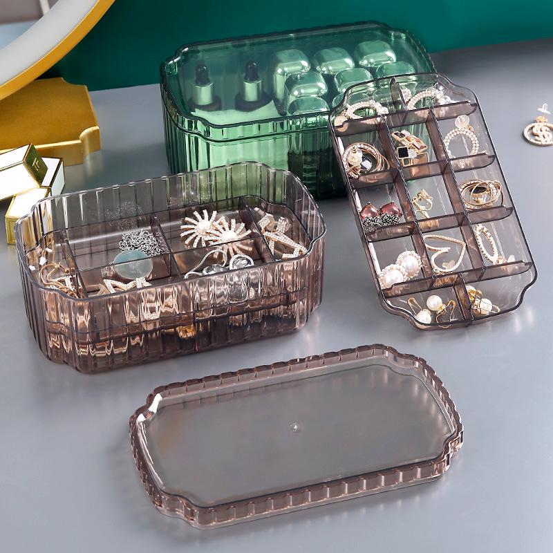 Light Luxury Three-Layer Jewelry Box Women's Ring Earrings Jewelry Storage Box Cosmetics Lipstick Finishing Desktop Jewelry Box