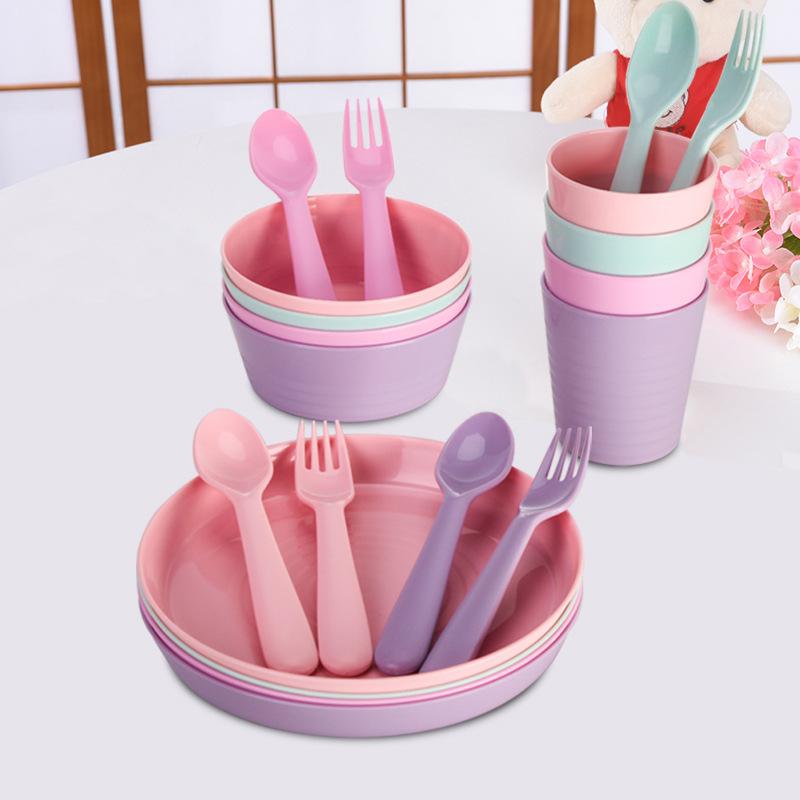 Baby Solid Food Tableware Creative Home Baby Portable Training Learning Eating Spoon Fork Set Factory Wholesale full figure