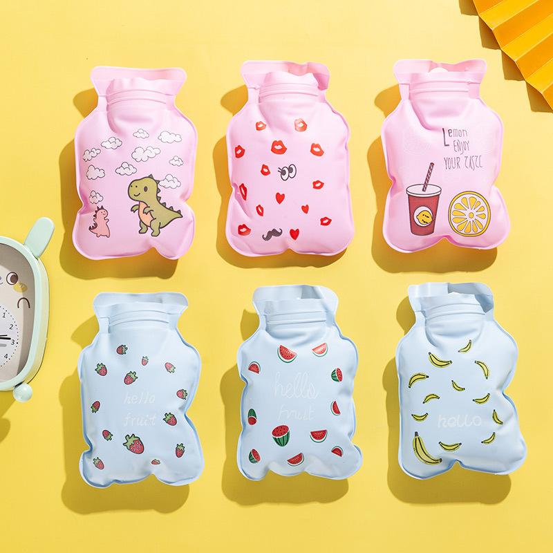 pvc cartoon transparent hot water bag water injection pocket silicone hot water bottle cute mini gift small size hot water bag