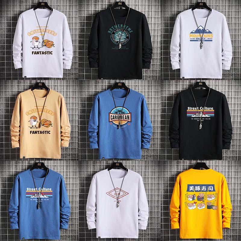 autumn and winter thickening men's t-shirt plus size men's long-sleeved t-shirt simple thick cotton clothes winter stall clothing men's t-shirt