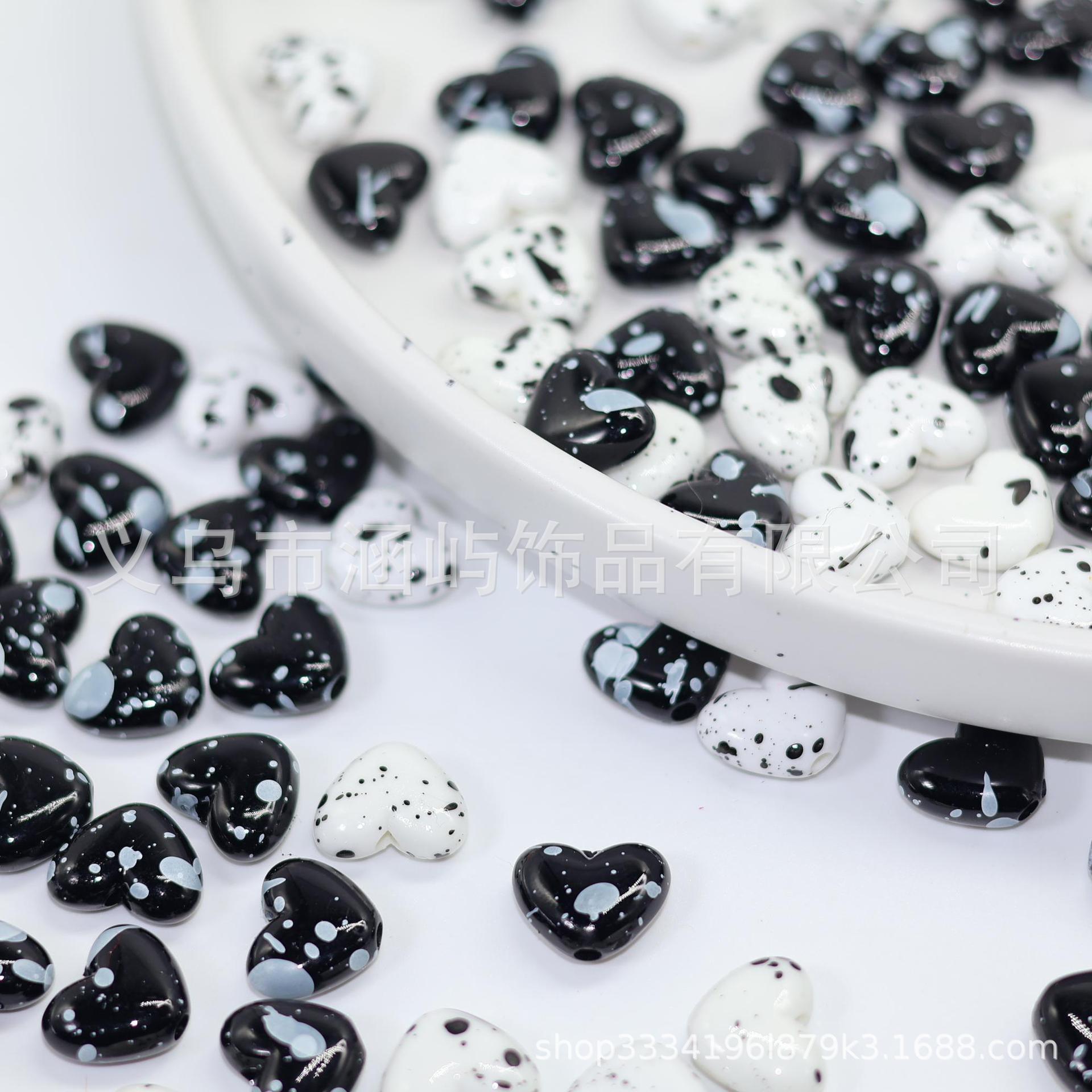 new acrylic black and white contrast color effect love beads splash ink love beads love scattered beads black and white contrast color