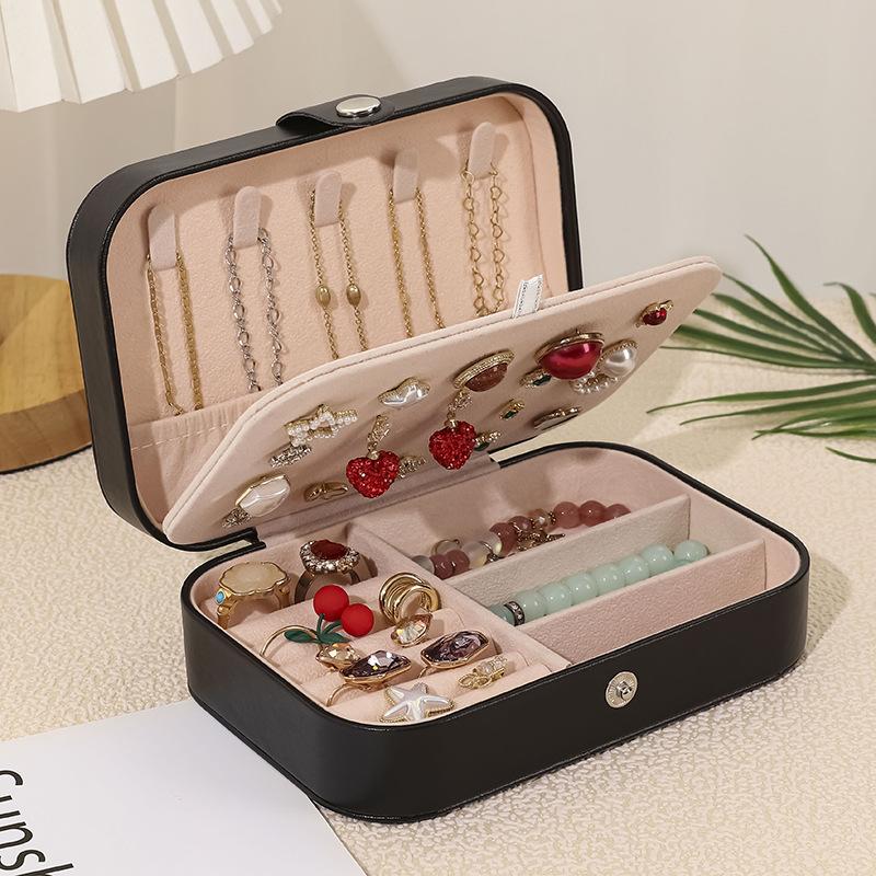 double pu leather barrettes earrings jewelry box custom anti-oxidation headdress ring gift storage packaging jewelry box