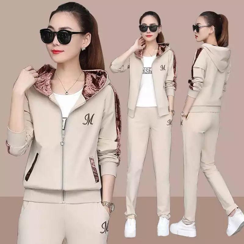 spring and autumn new casual women's running sportswear suit women's long sleeve sweater hooded baggy coat miscellaneous