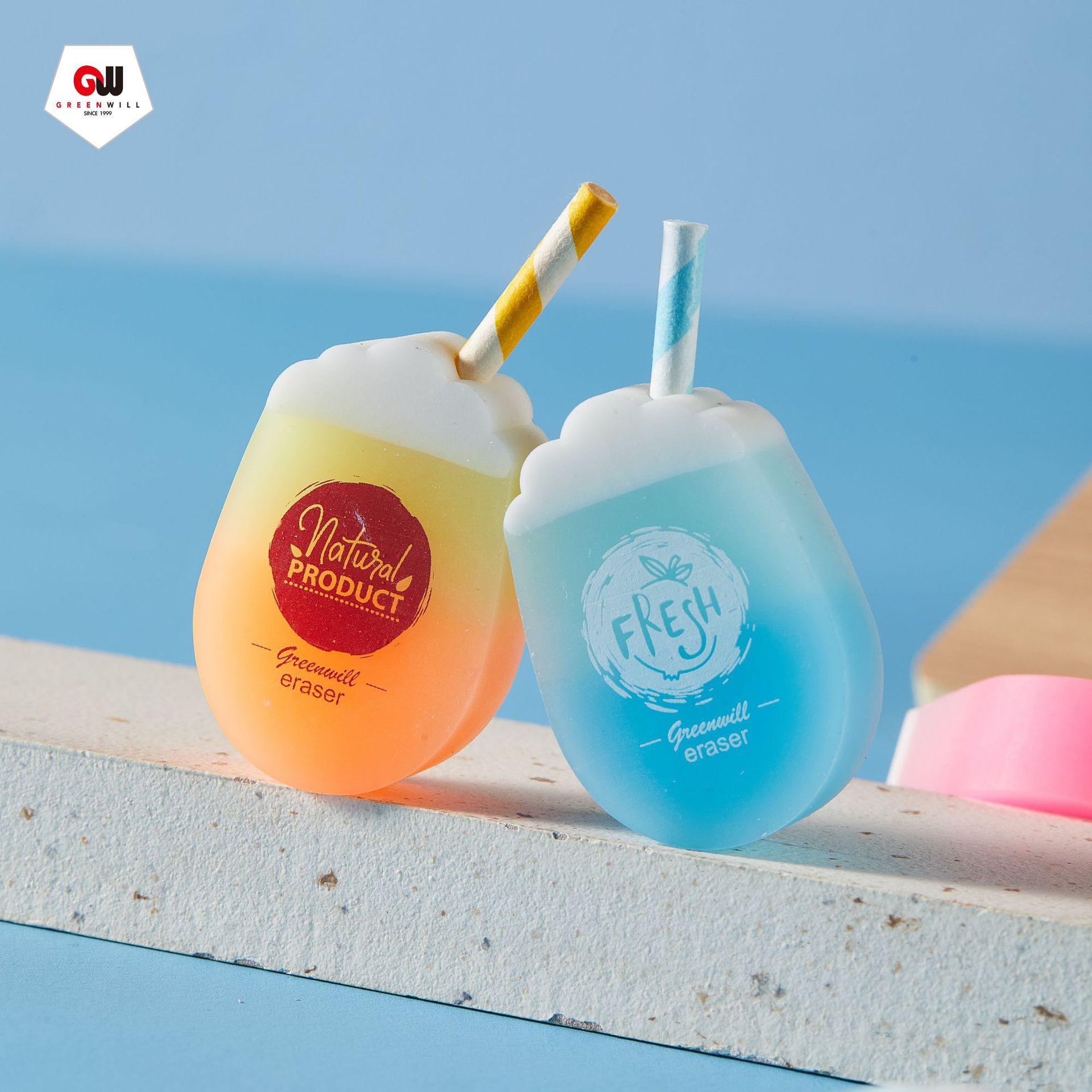 Milky Tea Cup Eraser Eco PVC Eraser Student Eraser PVC Transparent Gradient Eraser Super Clean