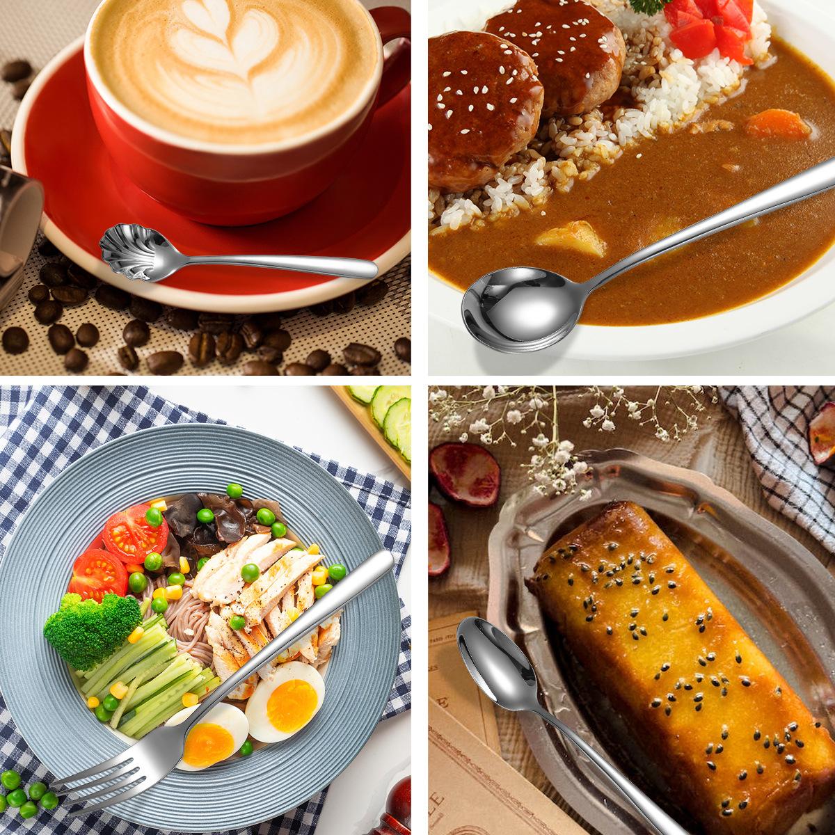 cross-border amazon 304 stainless steel tableware suit elegant western food/steak knife, fork and spoon ice spoon tea spoon butter knife details Picture