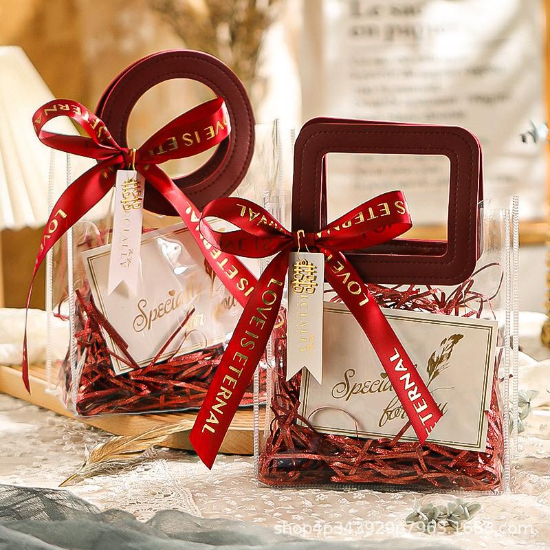 transparent gift bag wedding handbag wedding candies box box gift box ins style wedding bridesmaid gift bag