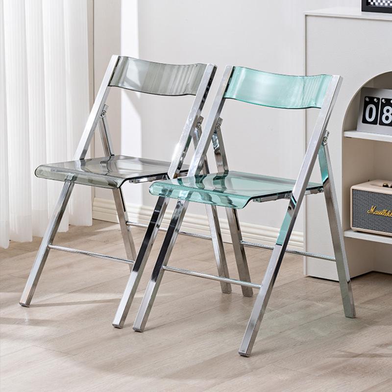 metal folding chairs internet famous photo taking transparent backrest chair fashion acrylic cosmetic chair clothing milk tea shop dining chair