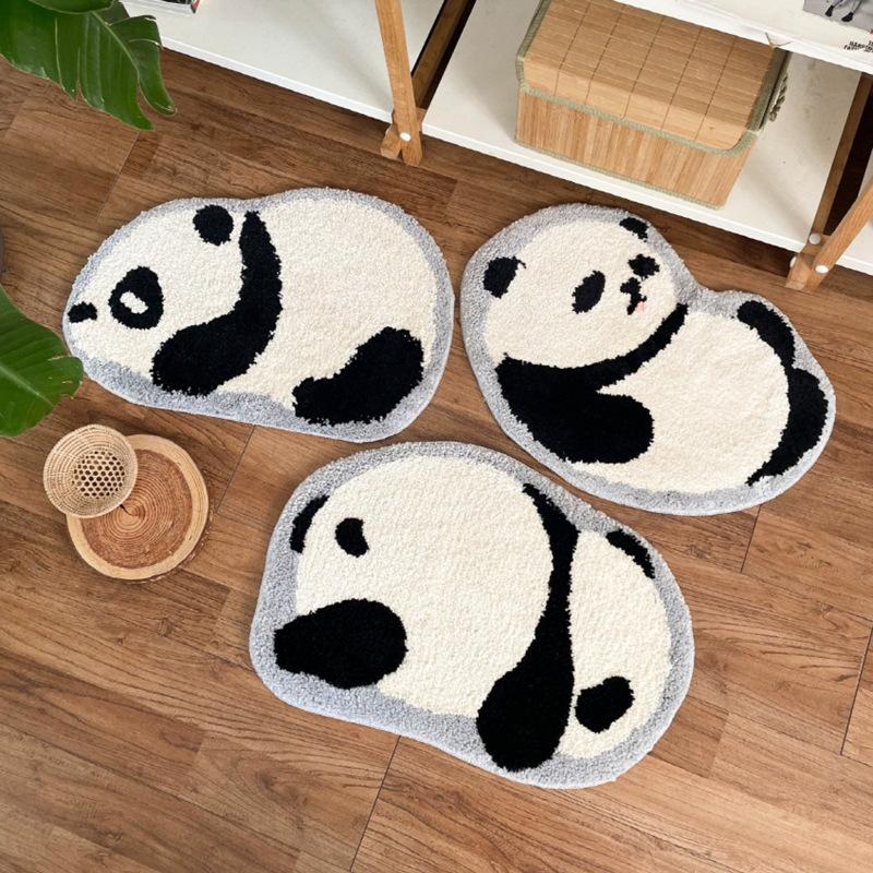 black and white panda flocking ground mats thick non-slip absorbent foot mat bathroom doorway carpet mat superfine fiber carpet