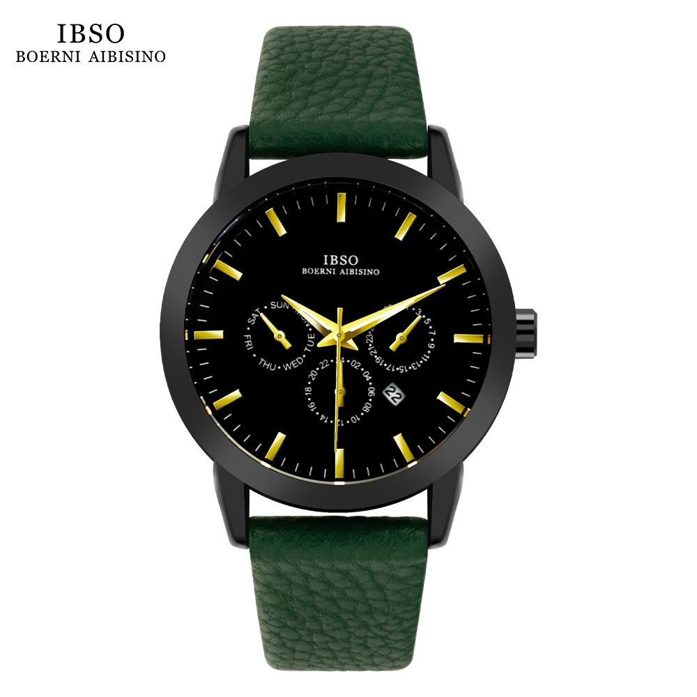 Ibso Tik Tok Live Stream Popular Women's Quartz Watch Calendar Leather Strap One Piece Dropshipping