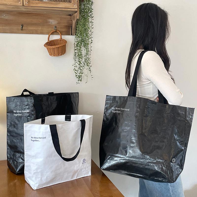 coated black knitted hand bag custom logo clothes shopping gifts clothing store women's shoulder bag custom