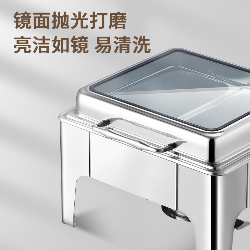 cross-border supply thick stainless steel buffet stove visual transparent flip hotel tableware breakfast alcohol heating cloth Application Scenario