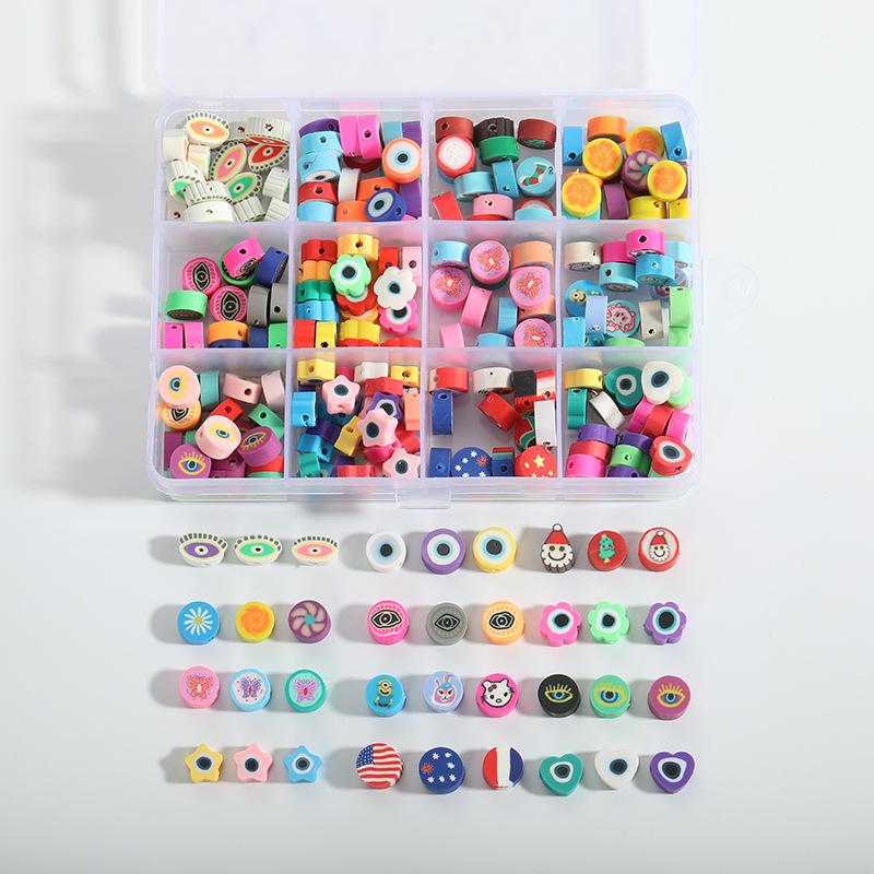 amazon cross-border new soft pottery tube piece parts set soft pottery beads slice diy jewelry soft clay set box
