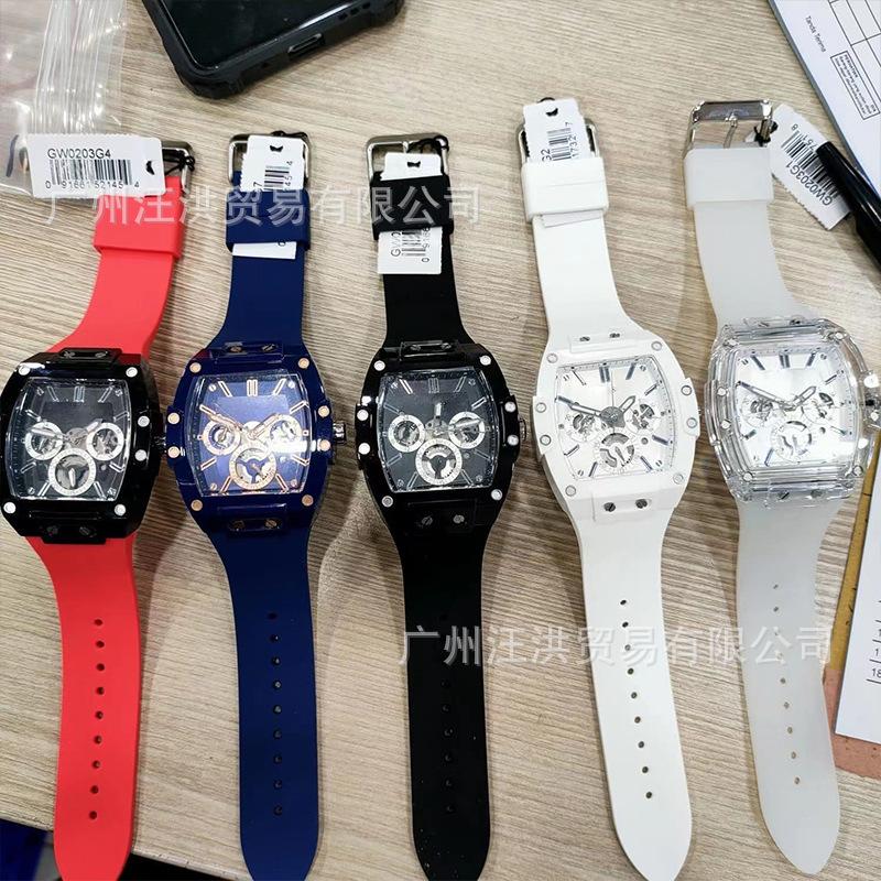 gass watch men's and women's fashionable transparent barrel-shaped large dial watch couple neutral casual sports quartz watch
