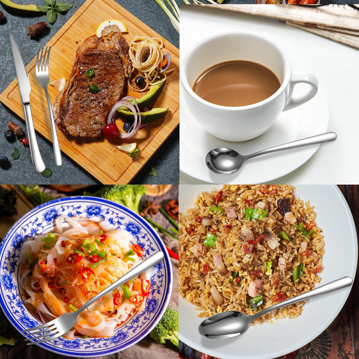 cross-border amazon 304 stainless steel tableware suit elegant western food/steak knife, fork and spoon ice spoon tea spoon butter knife Specification drawing