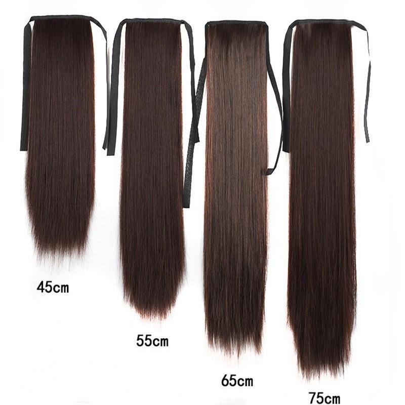 wig straight hair ponytail matte silk wig ponytail women's bandage simulation fake horse tail medium length horse tail