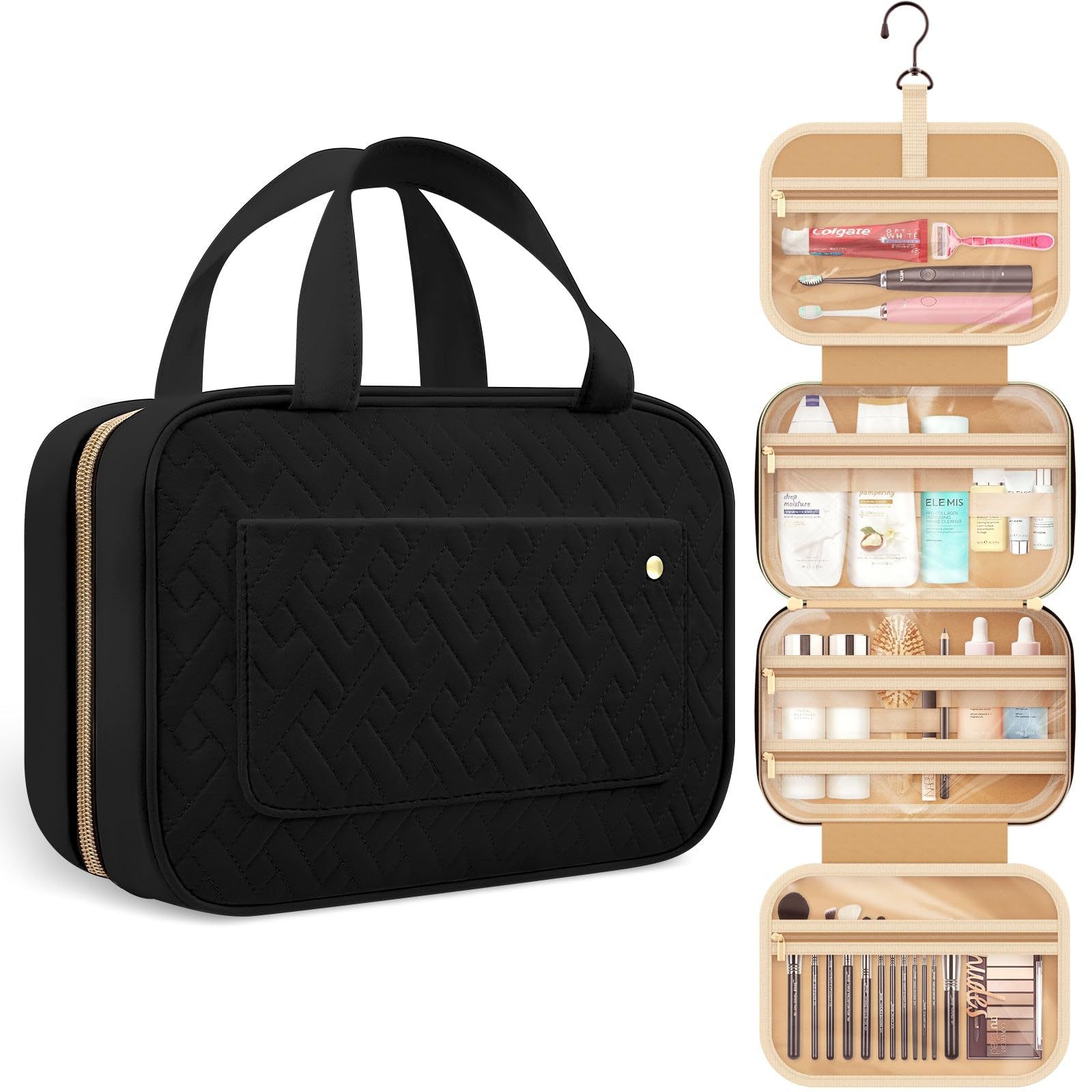 T cross-border spot portable makeup bag with hook toiletry bag for business women's portable storage bag Travel toiletry bag