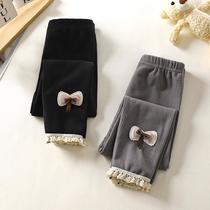 children's leggings autumn new 2024 girls dralon thin baby outerwear lace trousers girls' pants
