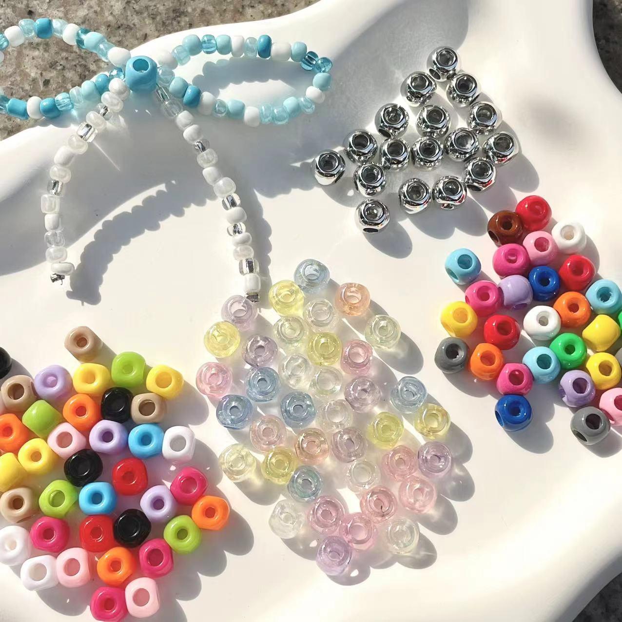 11 color gold powder/paint/solid color four-hole beads diy beaded bow phone chain pendant material accessories