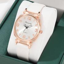2023 New Women's Belt Quartz Watch Square Shell round Literal Female Student Pu Band Wrist Watch in Stock Wholesale