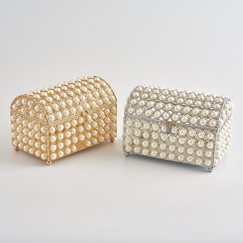 european-style crystal jewelry box iron plating jewelry box women's jewelry box organize and storage earrings box lipstick box