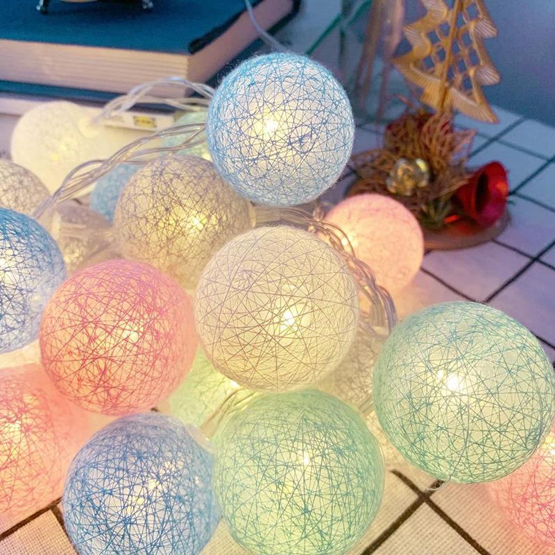 lighting chain cotton ball lighting chain led decoration room macaron ball lighting chain camping lantern birthday christmas decoration light